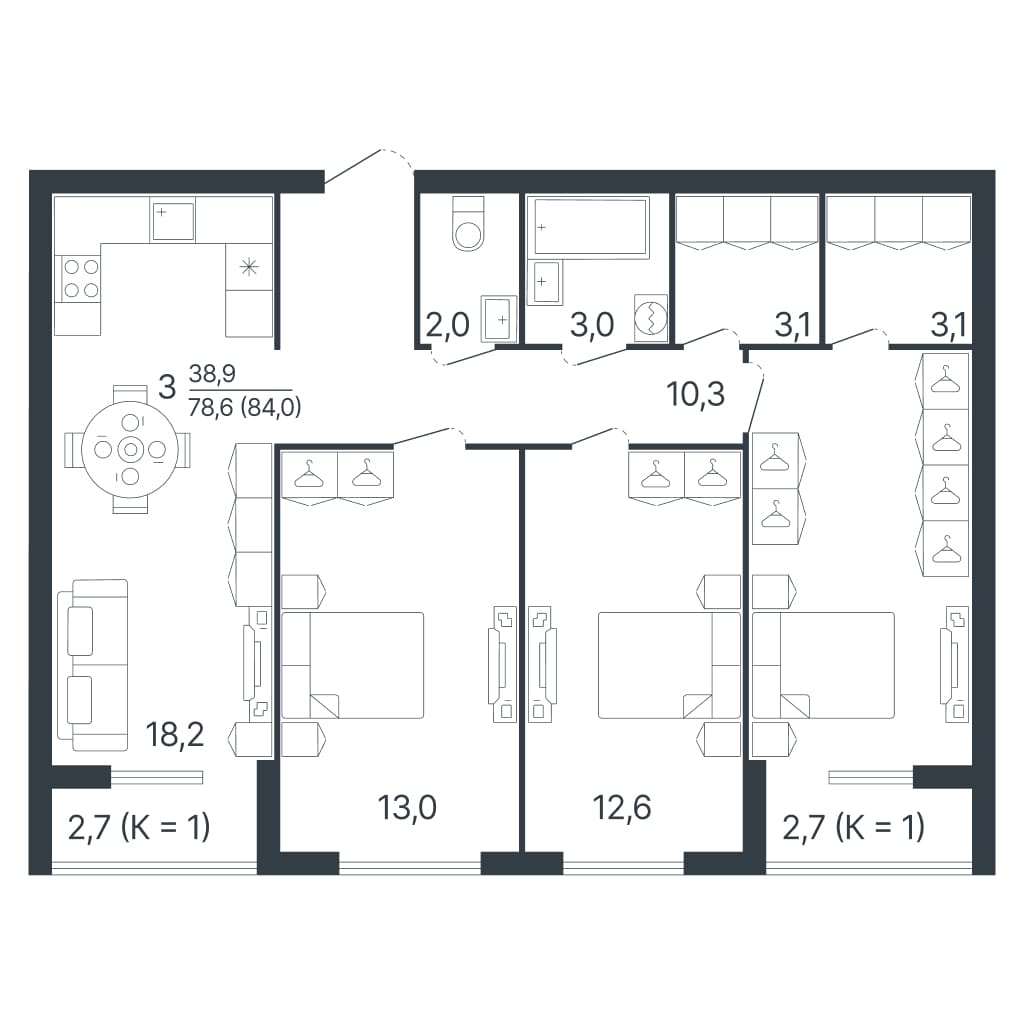 ЖК Звездный старт Секция 1 Квартира 13