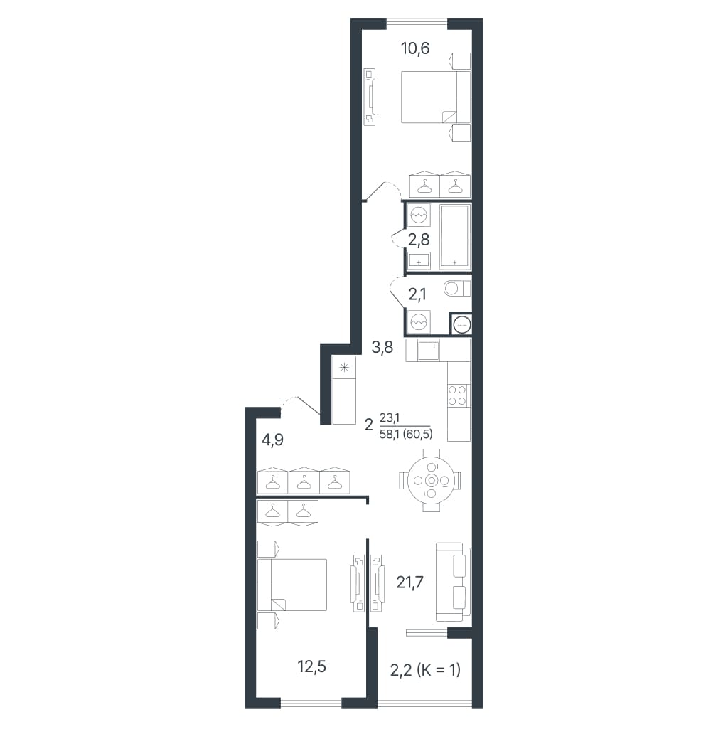 ЖК Звездный старт Секция 1 Квартира 2