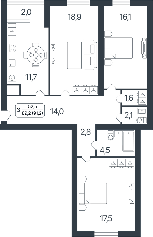 ЖК Звёздный Секция 3 Квартира 174