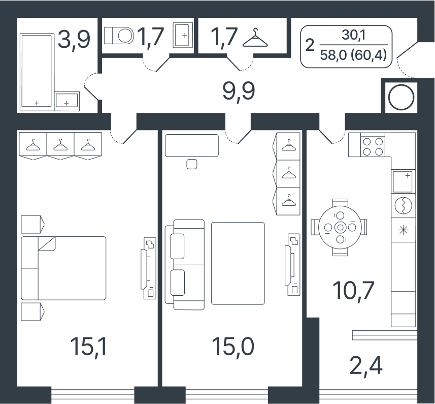 ЖК Звёздный Секция 2 Квартира 82